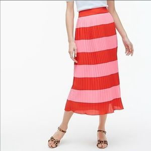J Crew Pleated Red and Pink MIDI Skirt